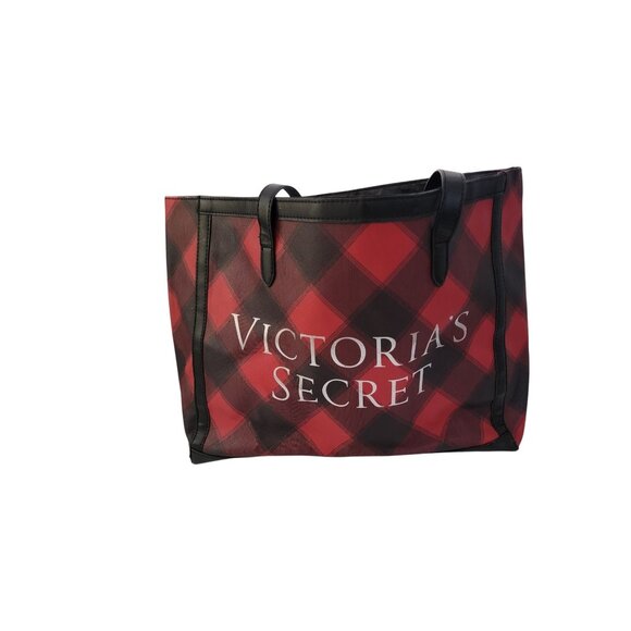 Victoria's Secret Handbags - Victorias Secret Red & Black Plaid Tote Bag